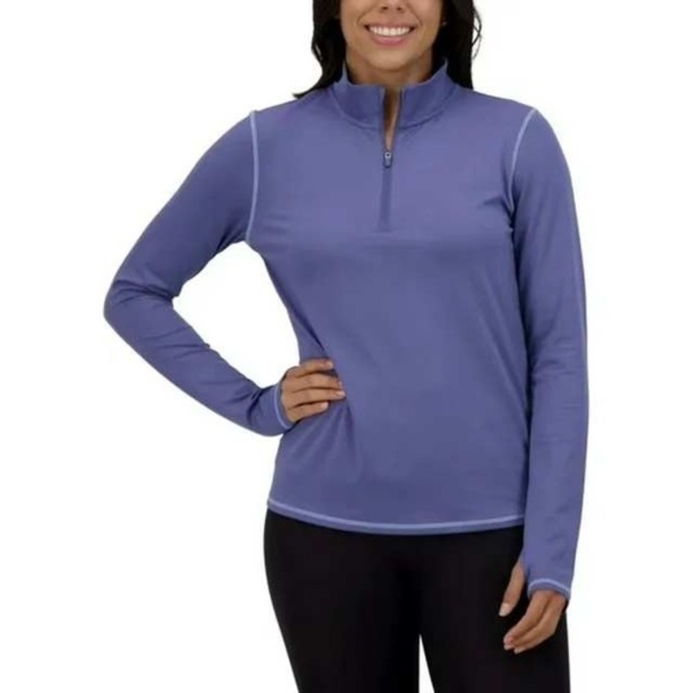 Soybu Active Top Women Small Blue New Quarter Zip Thumbhole Long Sleeve Pullover